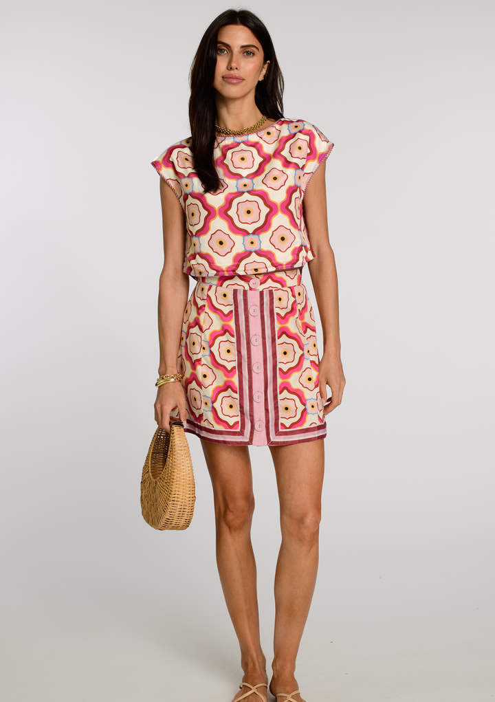 Maria Skirt in Trellis Pink