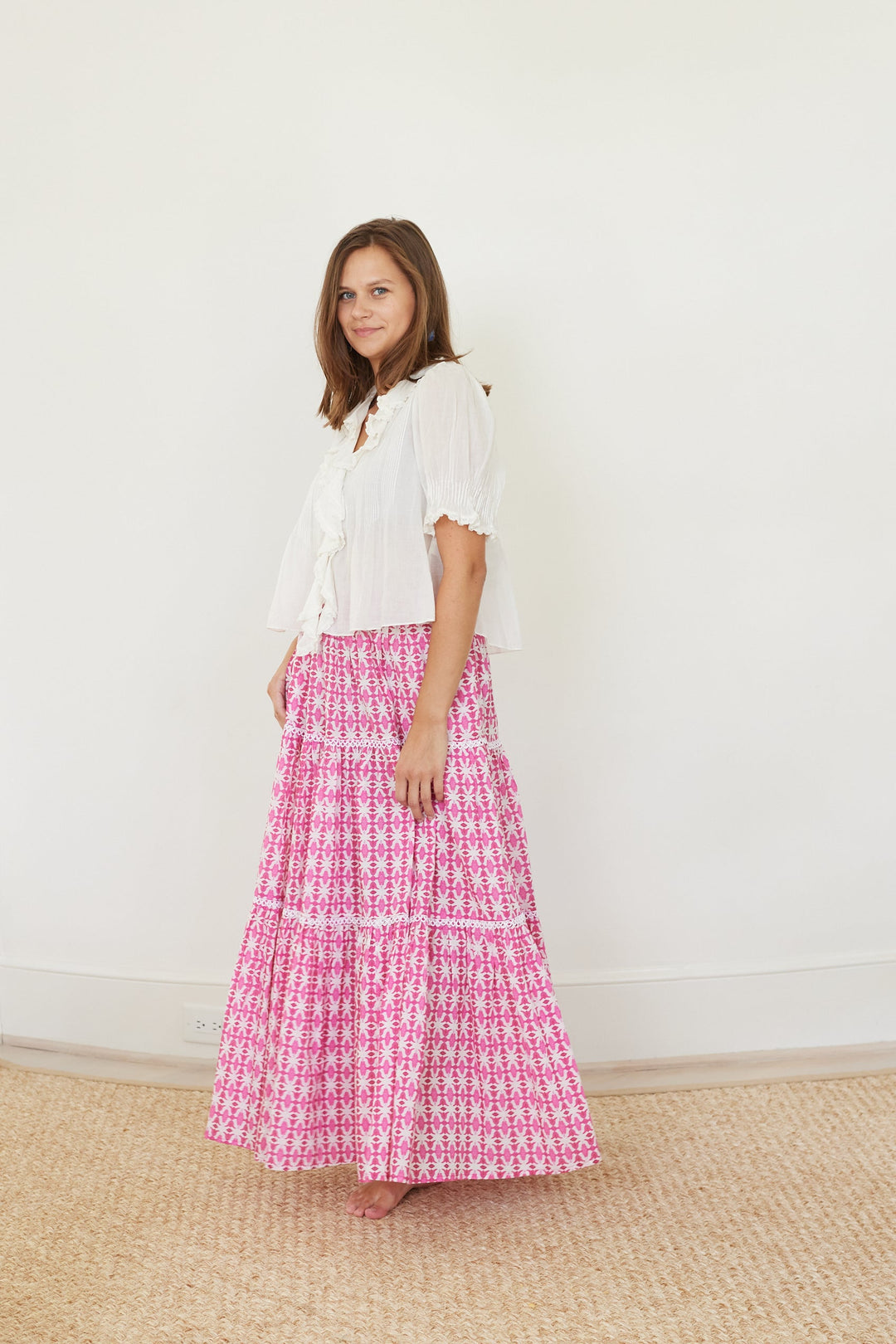 Triple Tiered Maxi Skirt - Spice Market Pink