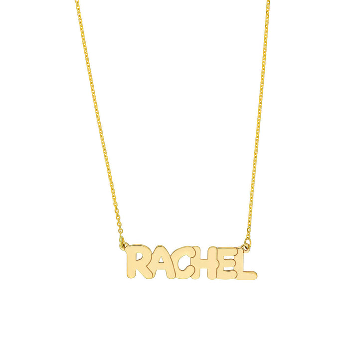 Large Flat Bubble Nameplate Necklace