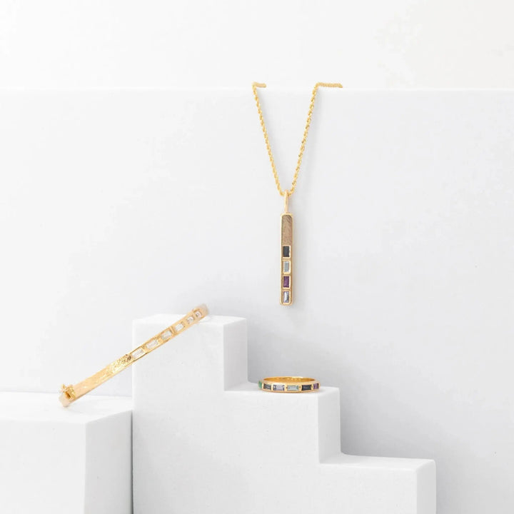 MFM Baguette Bar Pendant with 5 stones