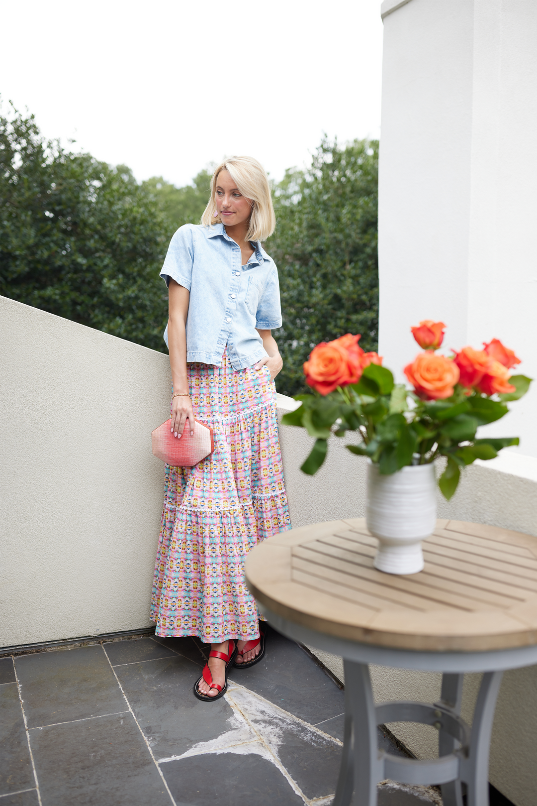 Triple Tiered Maxi Skirt - Sumner Pink