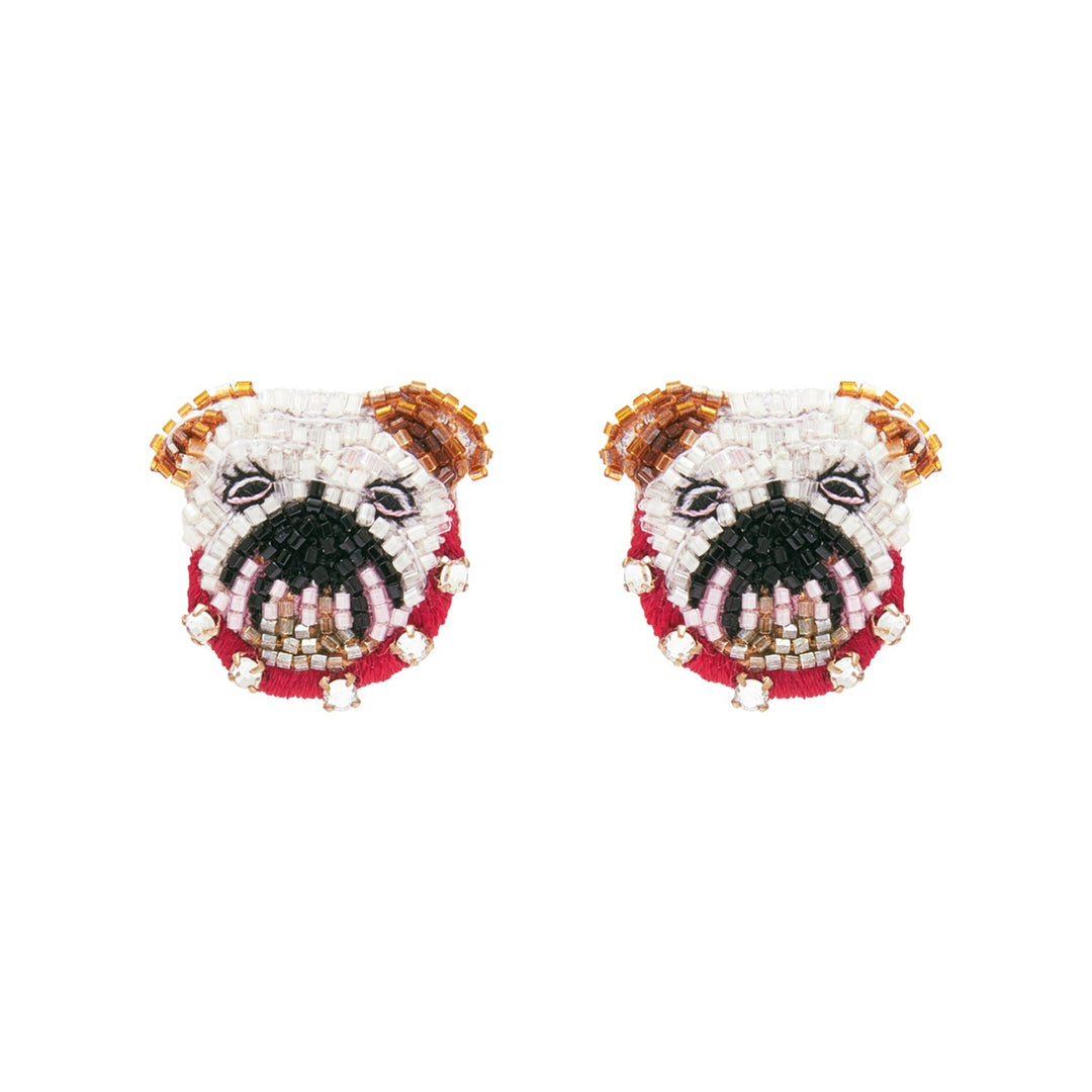 Bulldog Stud Earrings White