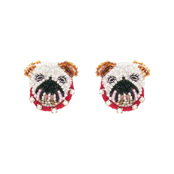 Bulldog Stud Earrings White