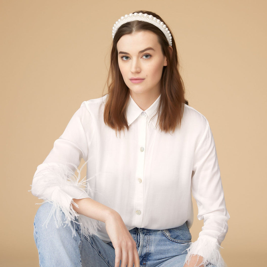 Lela Pearl Headband White