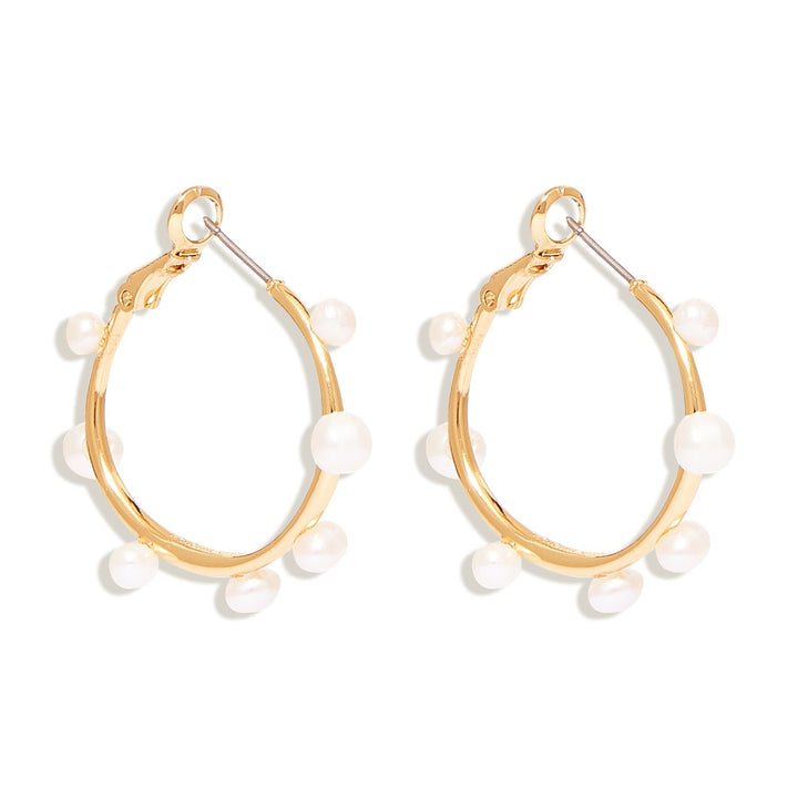 Mini Isla Pearl Hoop Earrings White Gold