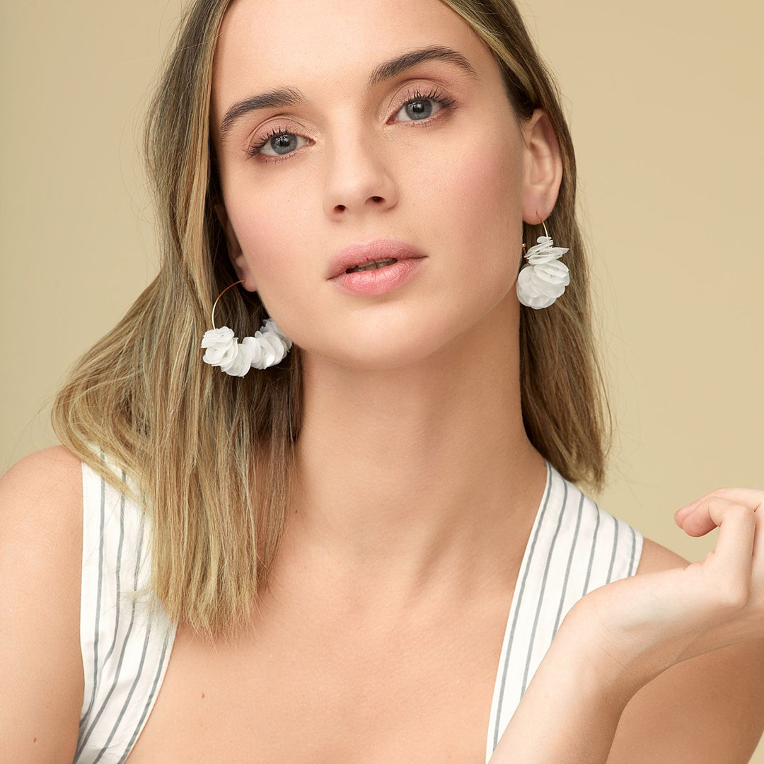 Mini Lolita Hoop Earrings White