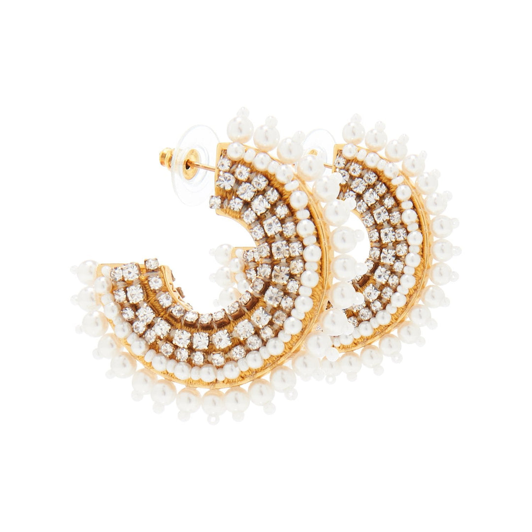 Mini Pearl Fiona Hoop Earrings White