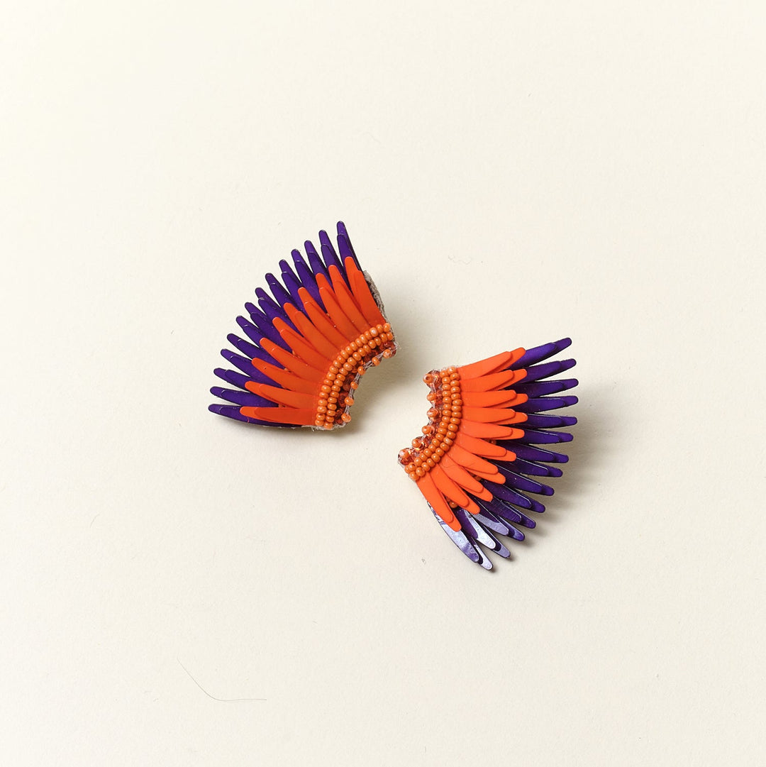 Mini Madeline Earrings Orange/ Purple