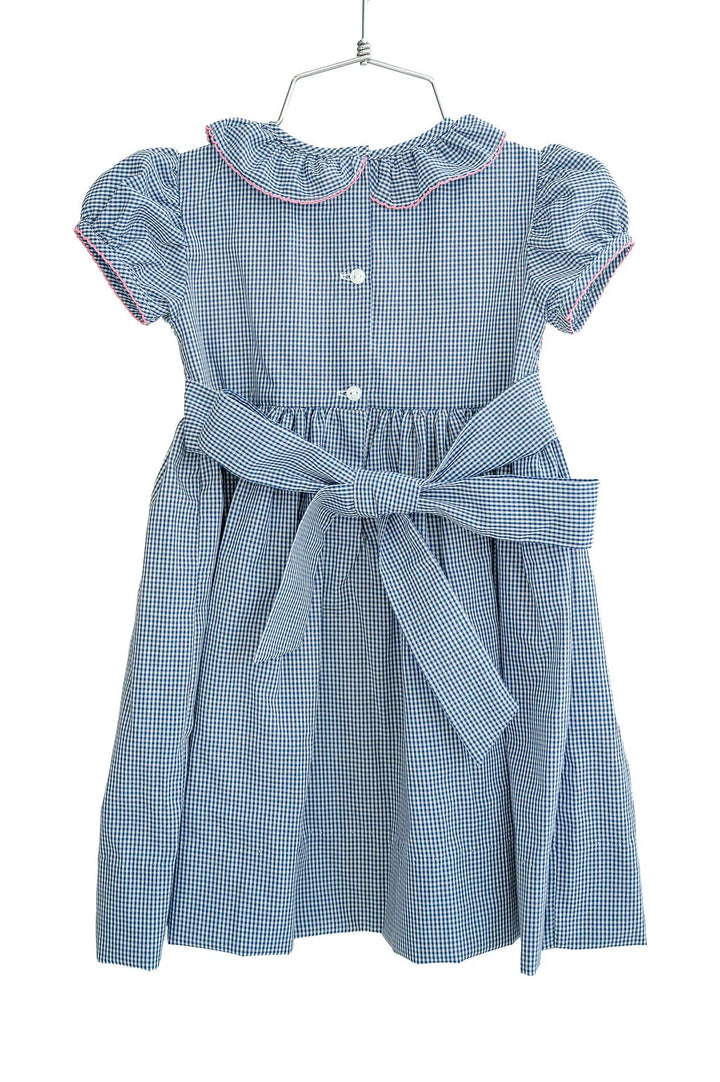 Navy and Pink Smocked Charlotte Dress