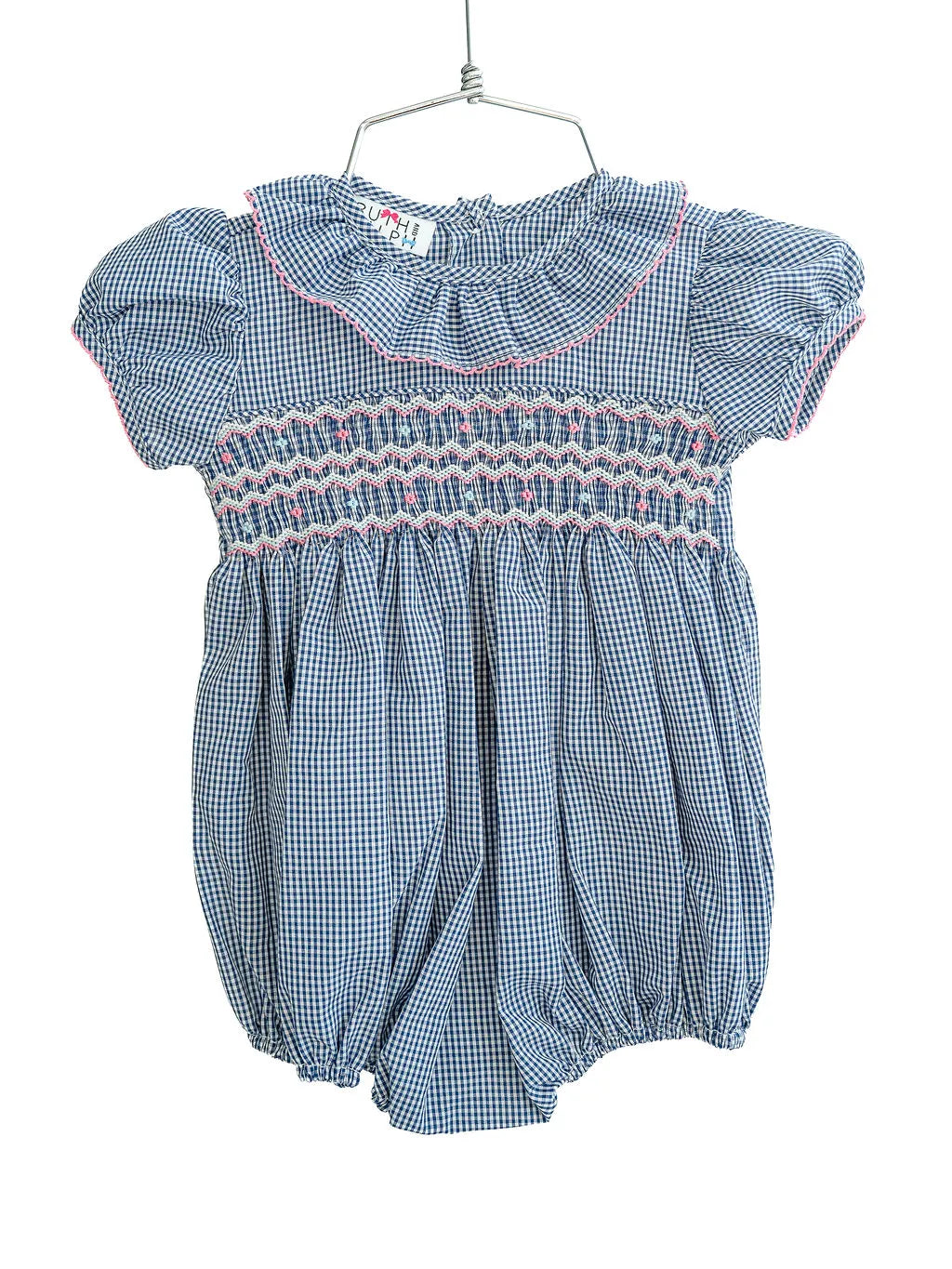 Navy and Pink Smocked Bridget Bubble