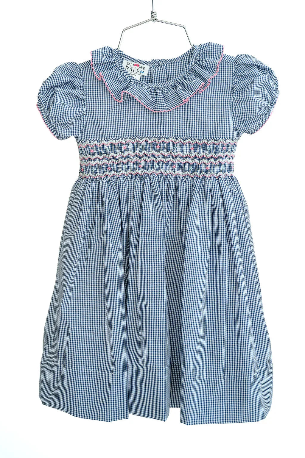 Navy and Pink Smocked Charlotte Dress