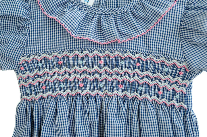 Navy and Pink Smocked Bridget Bubble