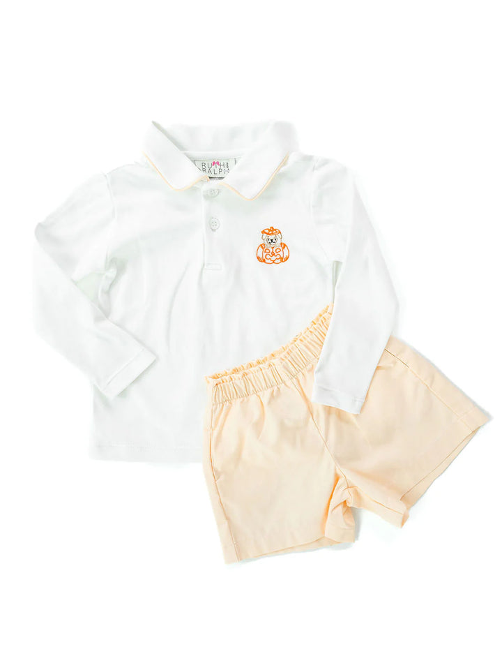 Puppy Jack O'lantern Embroidered Shep Polo/Shorts Set