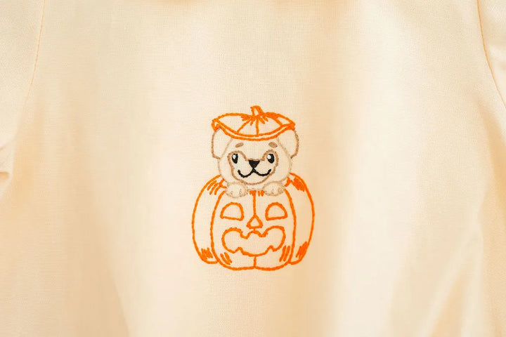 Puppy Jack O'lantern Embroidered Carson Bubble