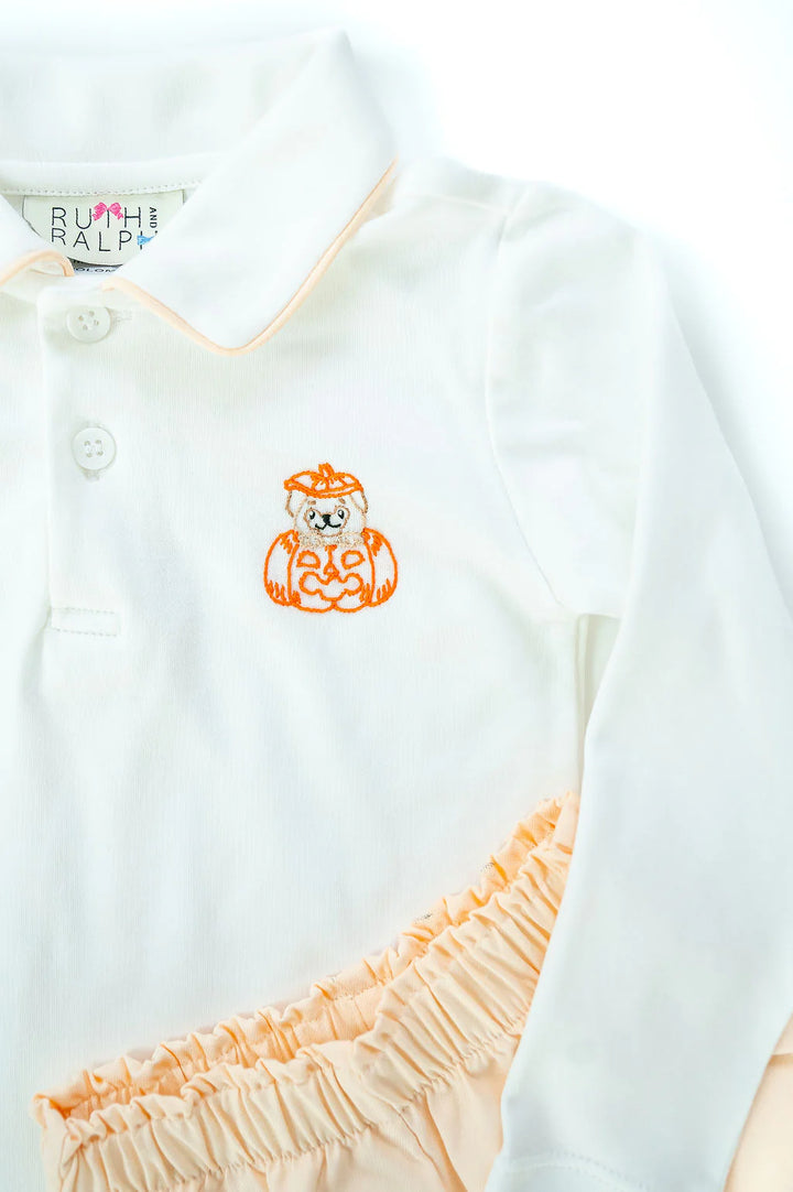 Puppy Jack O'lantern Embroidered Shep Polo/Shorts Set