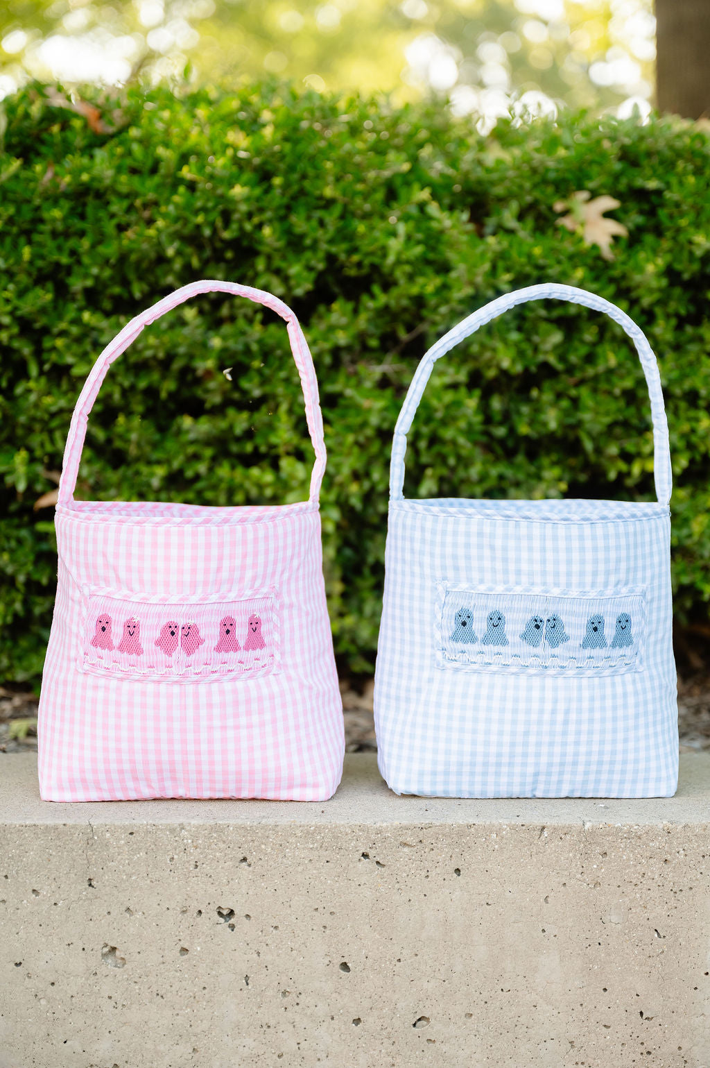 Pink Ghosts Smocked Treat Bag