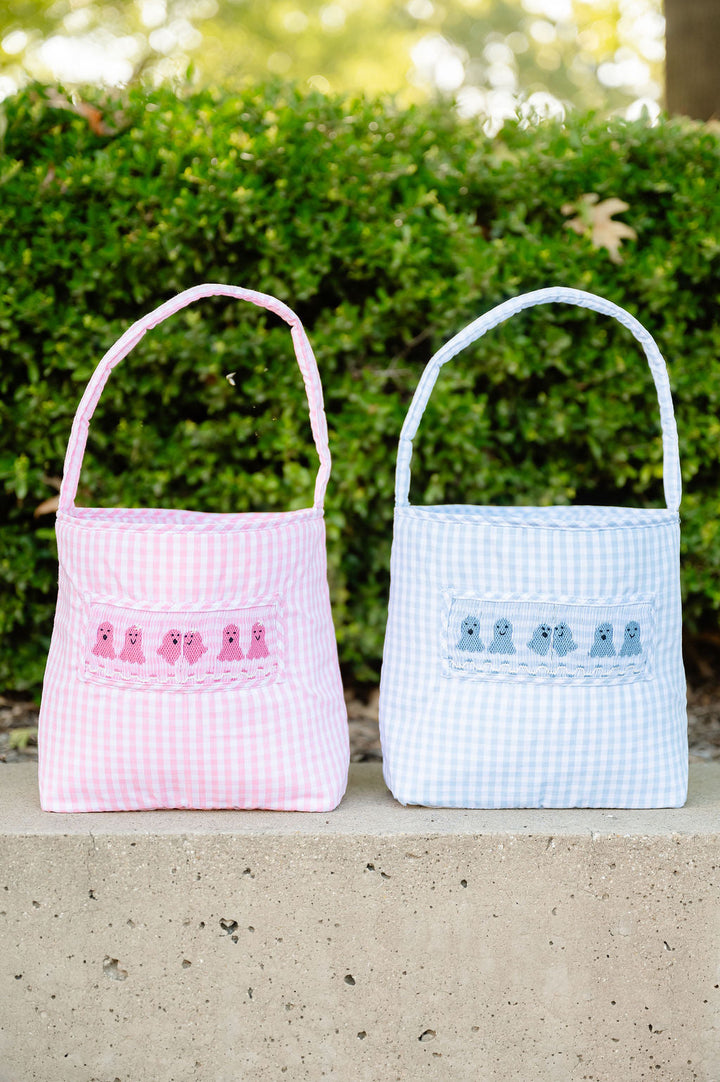 Pink Ghosts Smocked Treat Bag