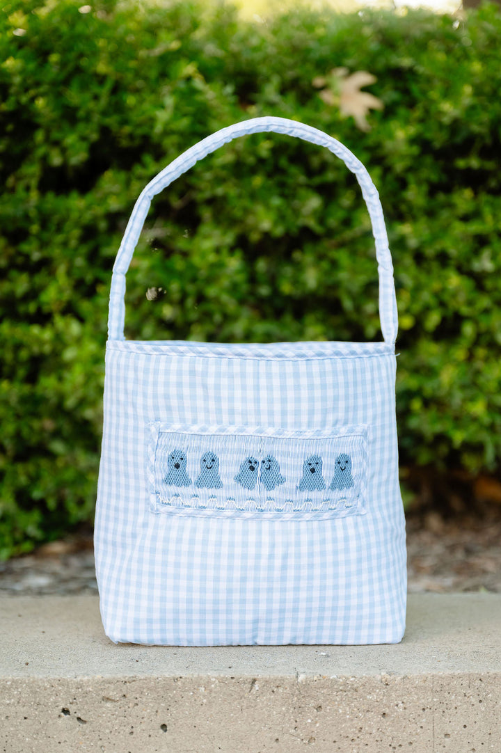 Blue Ghosts Smocked Treat Bag