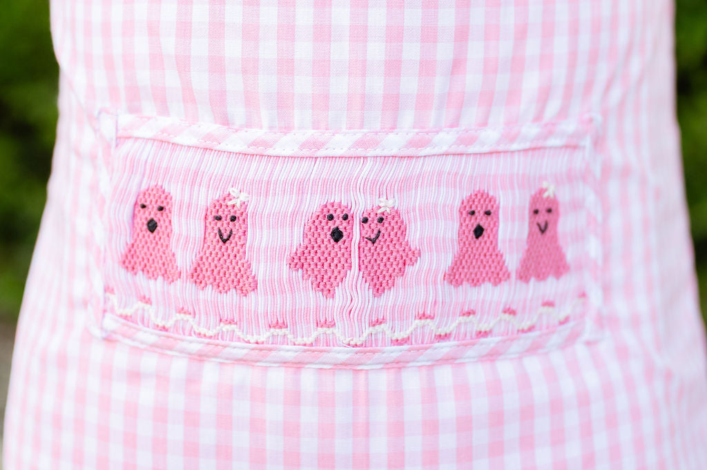 Pink Ghosts Smocked Treat Bag