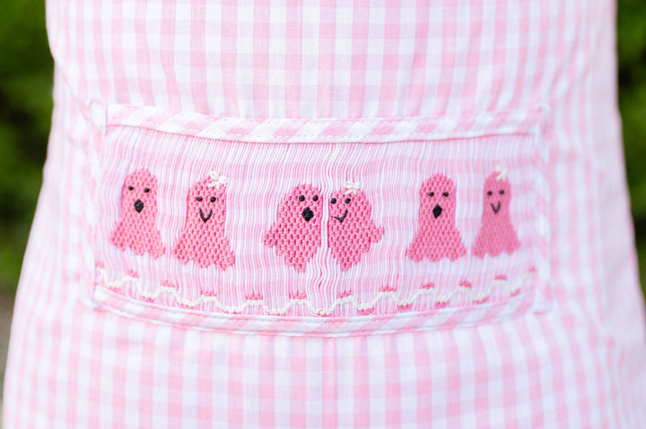 Pink Ghosts Smocked Treat Bag