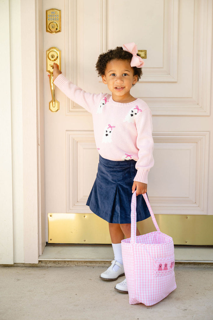 Pink Ghosts Smocked Treat Bag