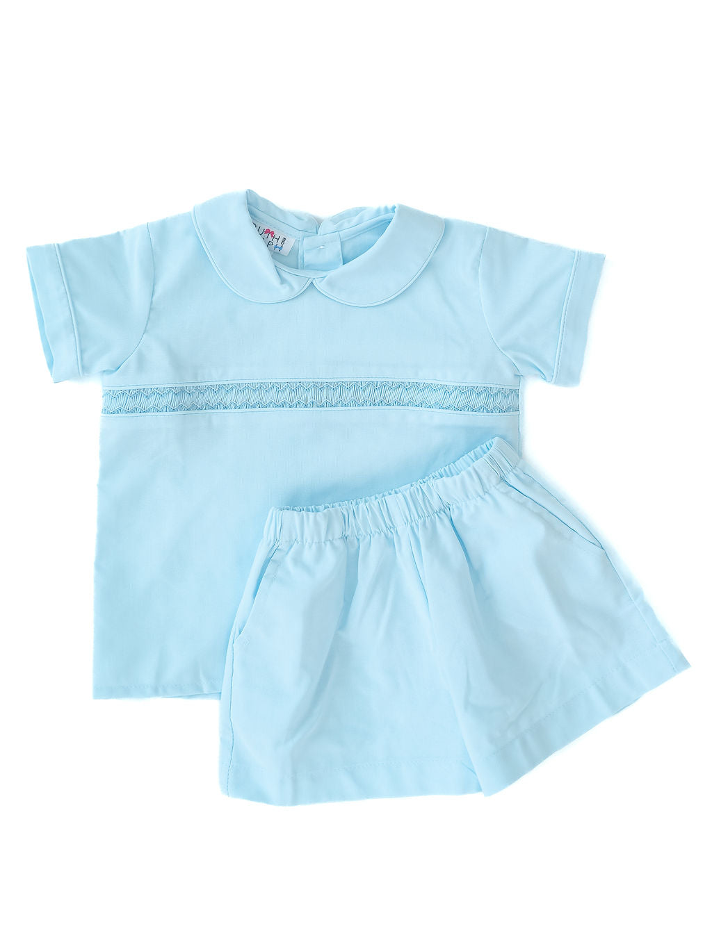 Classic Blue Smocked Samuel Shirt/Shorts Set