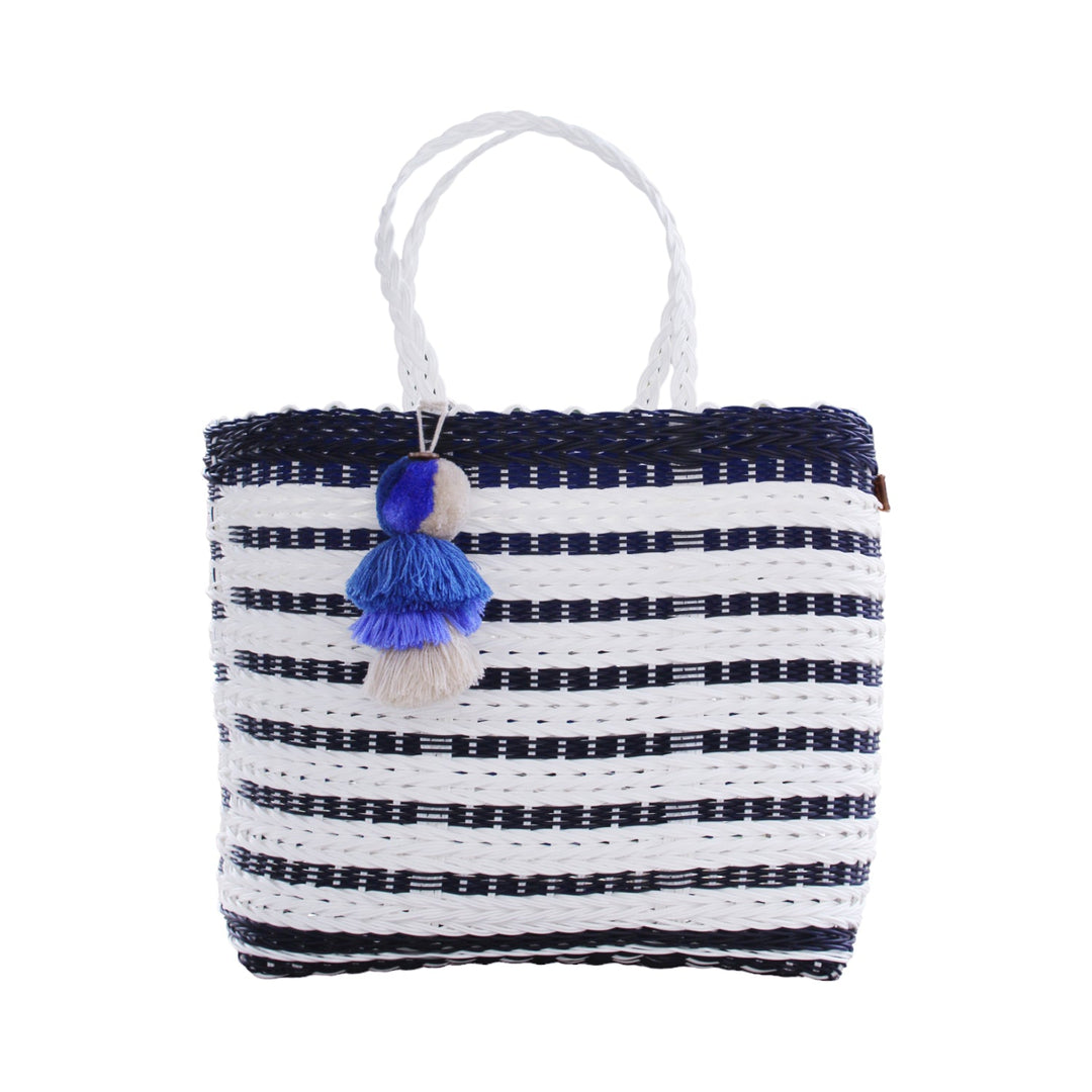 Coastal Knit Nautical Navy/White Citron Tote