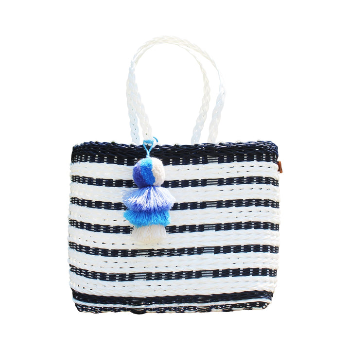 Coastal Knit Nautical Navy/White Citron Tote