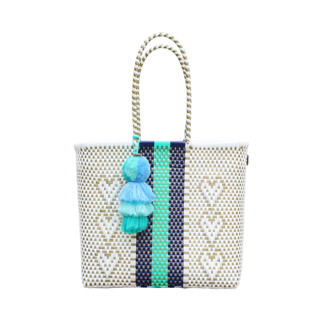 Giving Hearts Aqua Blue Citron Tote