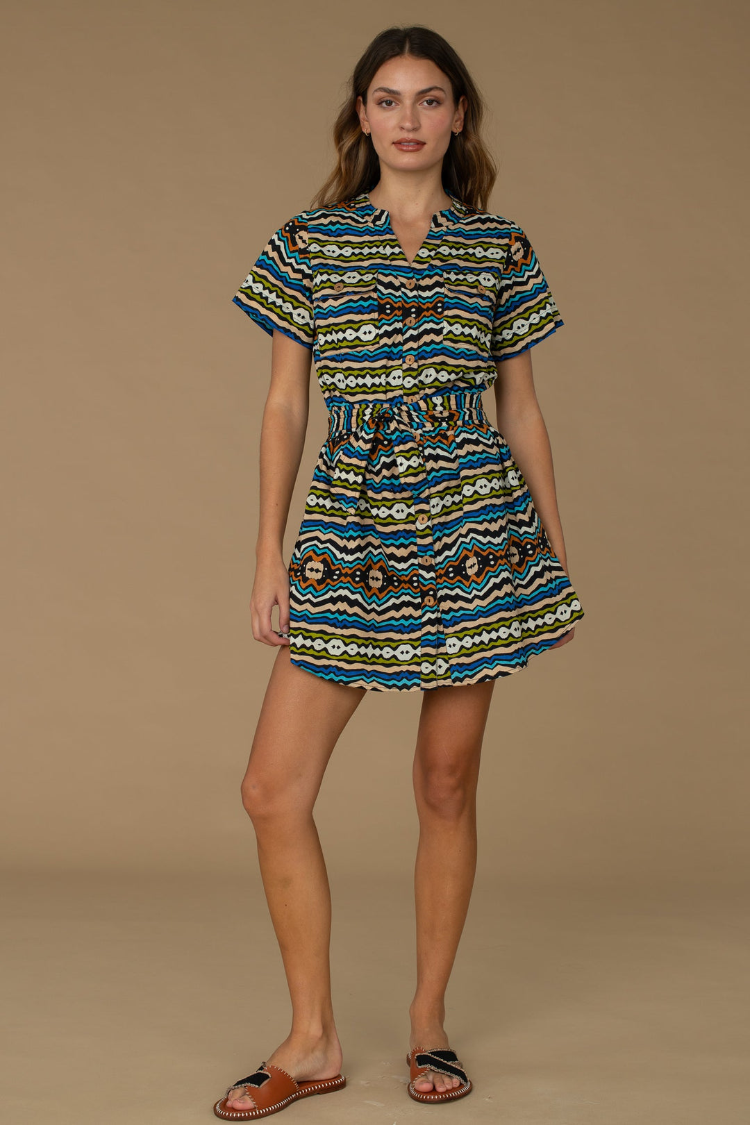 Austin Mini Dress in Ikat Stripe