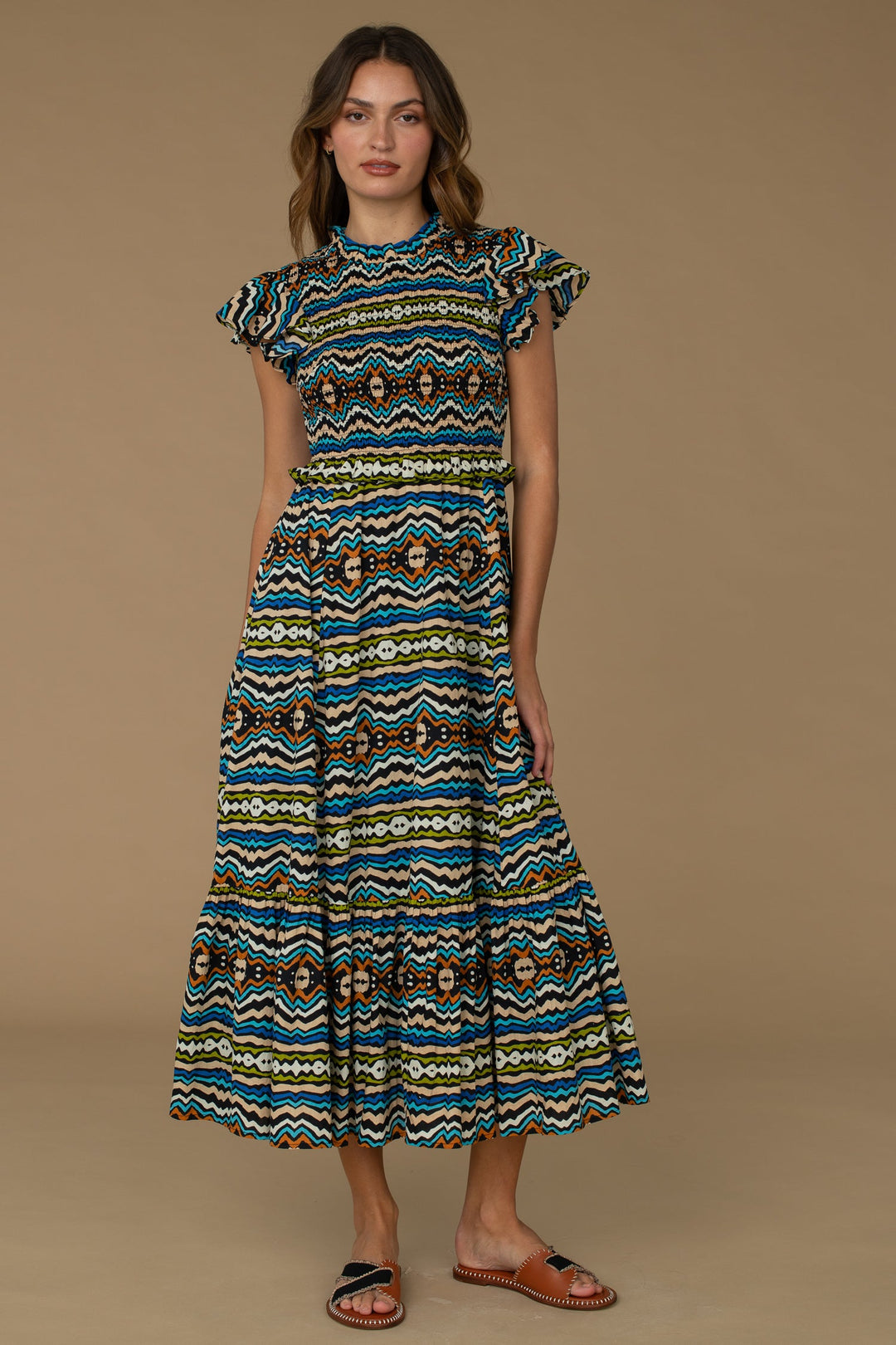 Lila Dress in Ikat Stripe