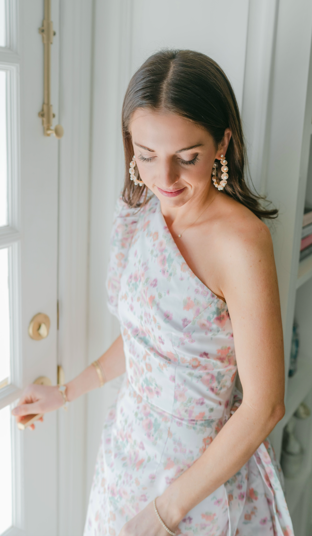 petal pink mother of pearl wildflower hoops