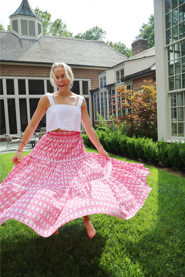 Triple Tiered Maxi Skirt - Spice Market Pink