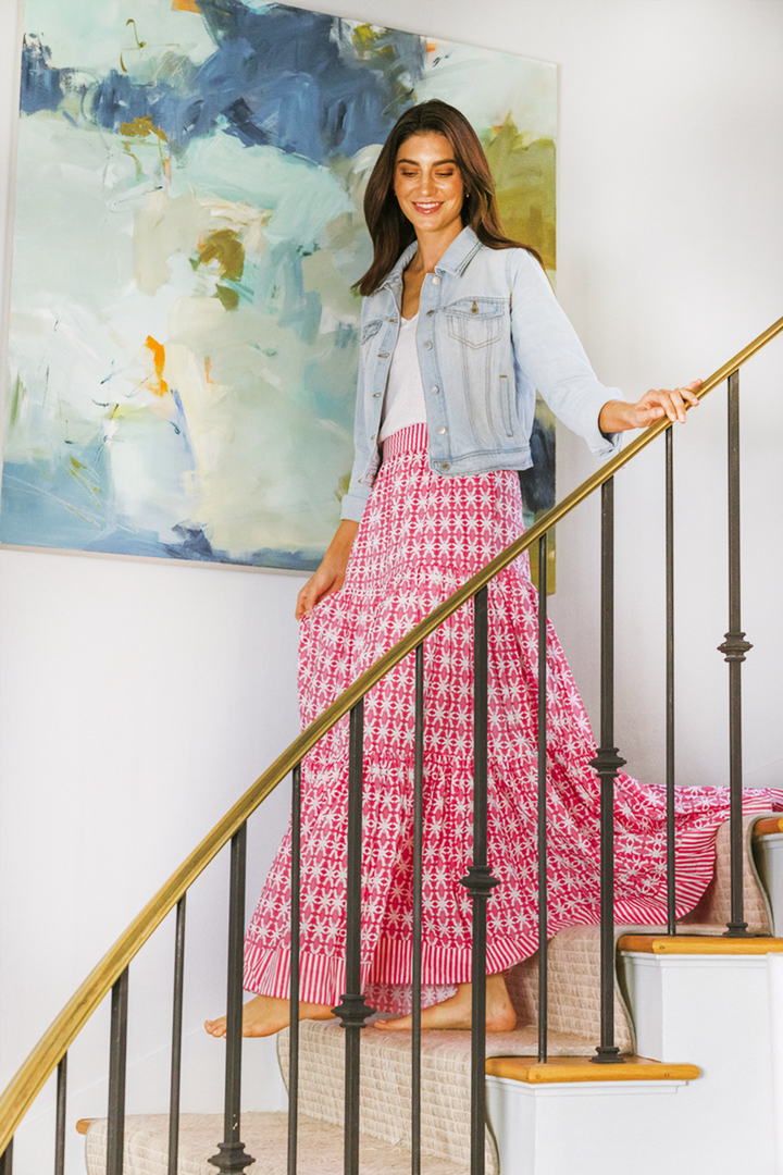 Triple Tiered Maxi Skirt - Spice Market Pink