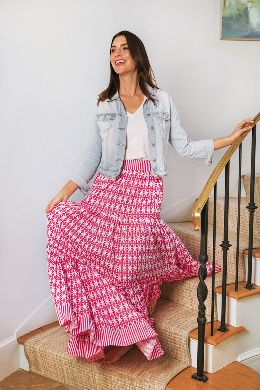 Triple Tiered Maxi Skirt - Spice Market Pink