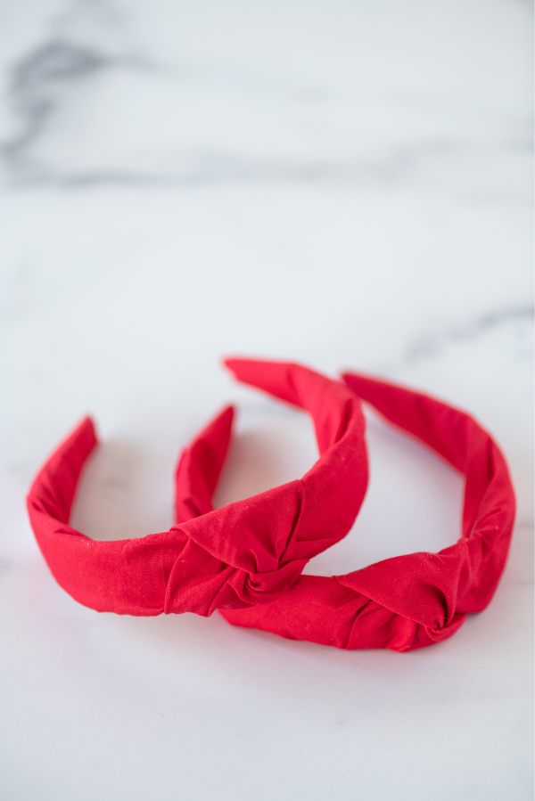 The Tiny Tassel Headband in Red