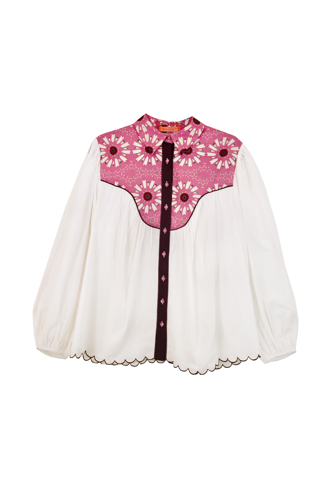 Western Blouse - Embroidered Wildflower Pink