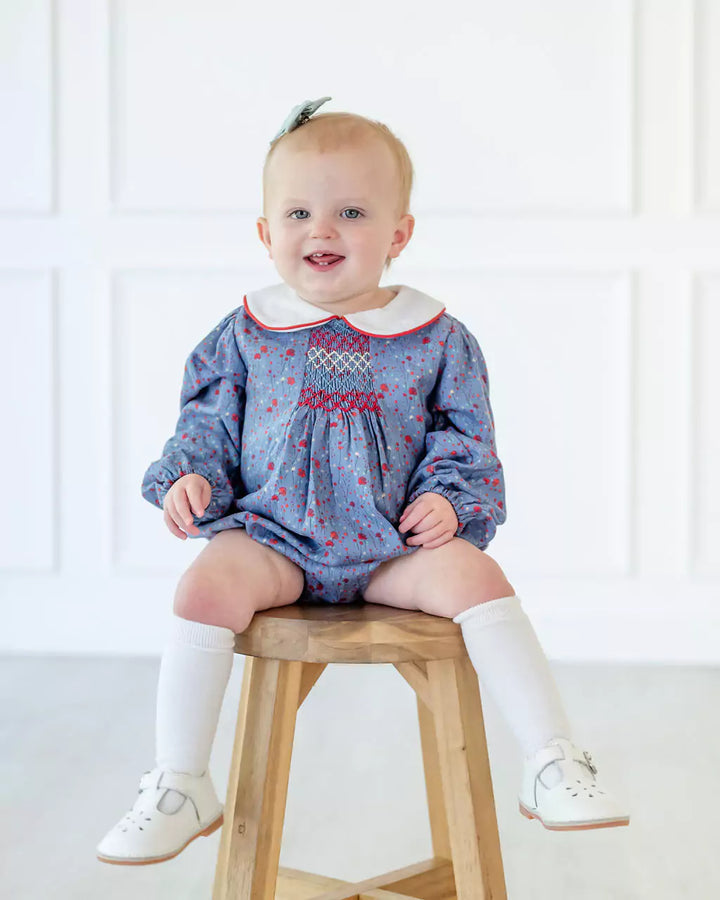 Blue Floral Smocked Emmie Bubble