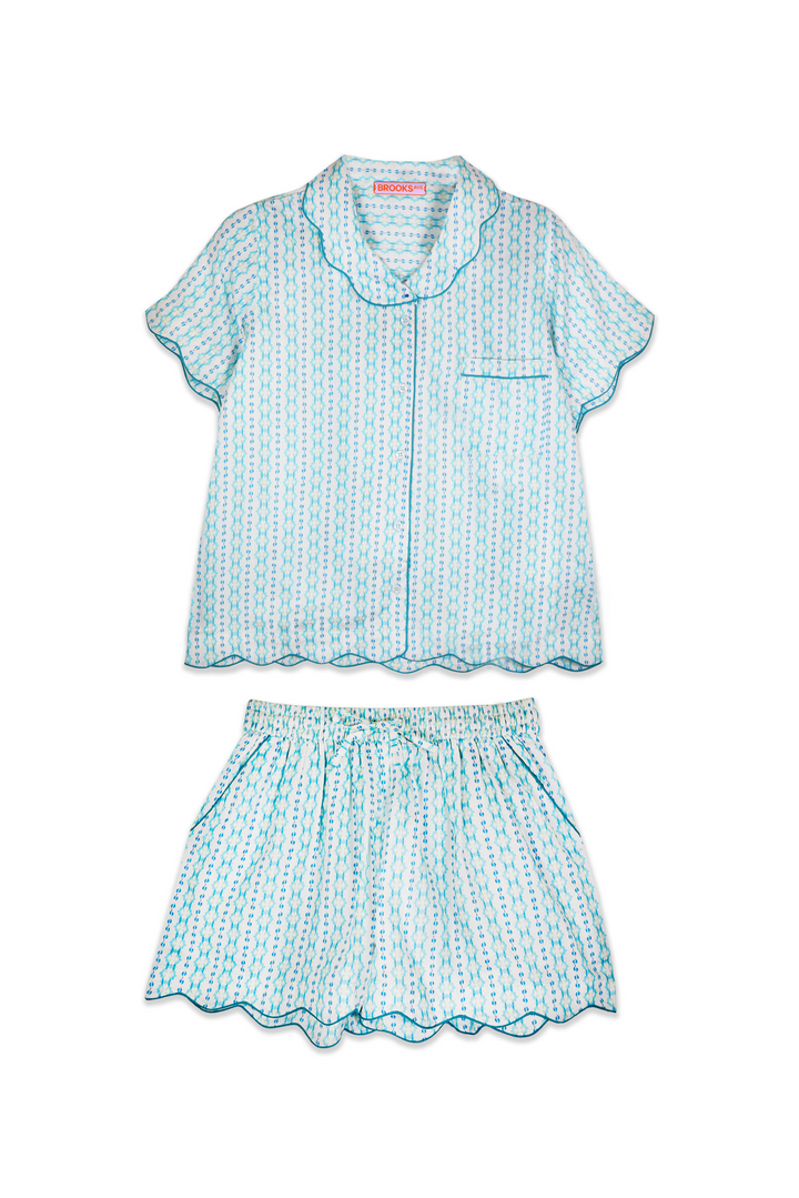 Scalloped Pajama Set Short - Blue Moss