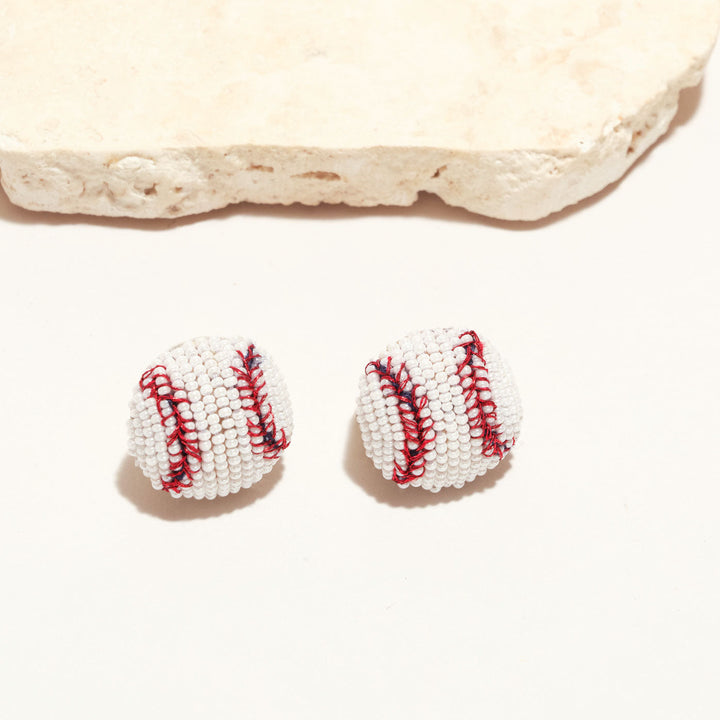 Baseball Studs White Blue