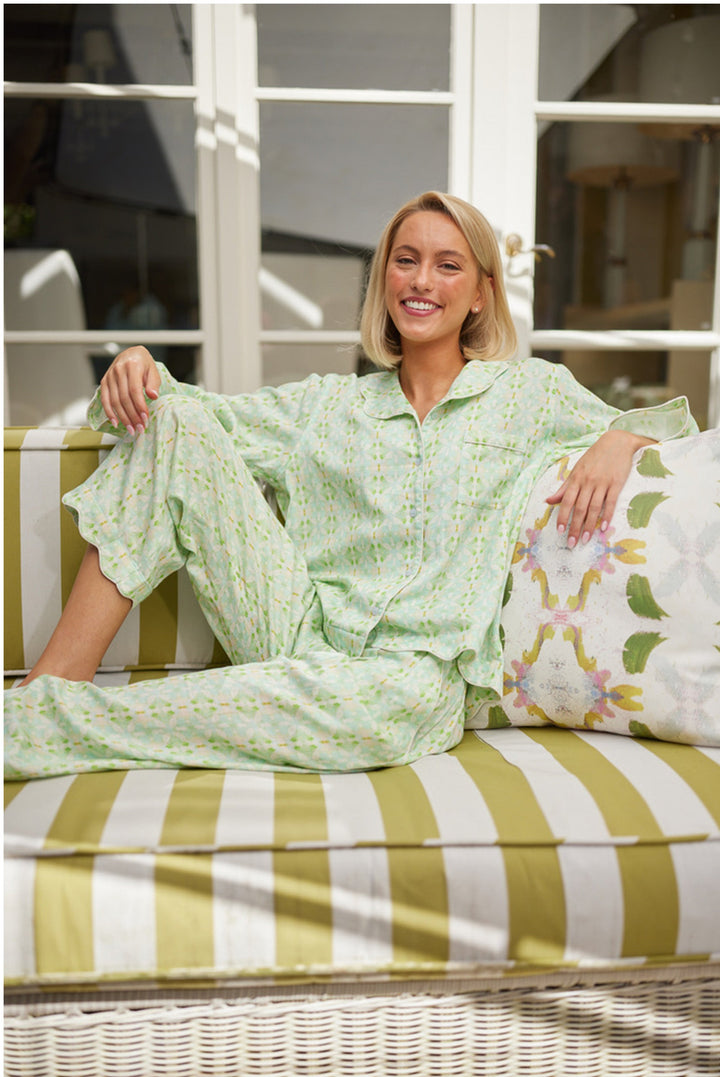 Scalloped Pajama Set Long - Elephant Falls