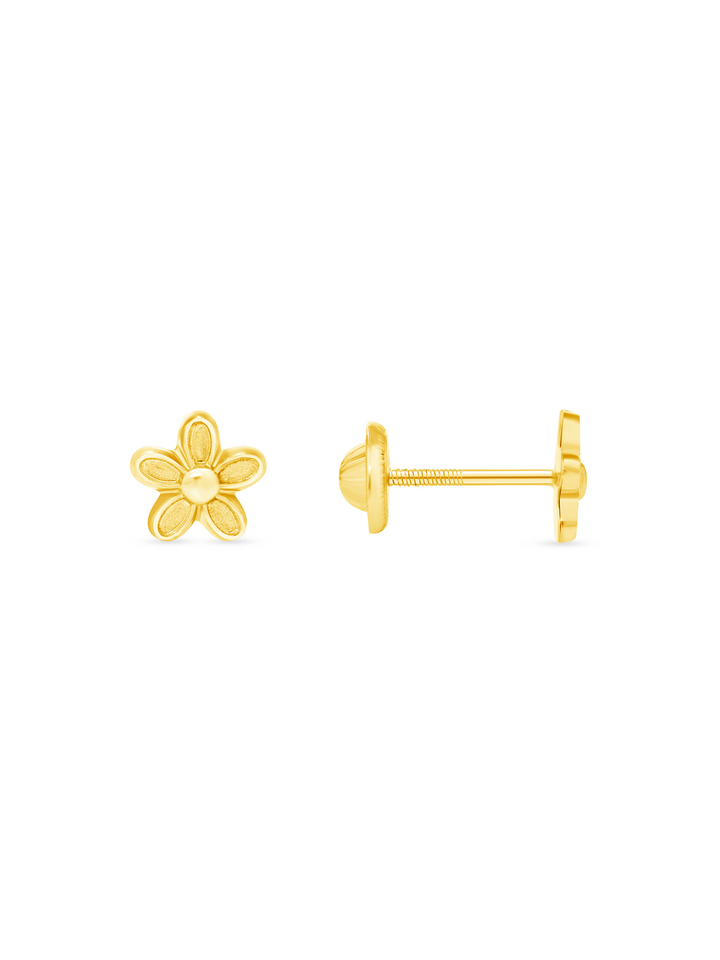 Kid Gold Flower Stud Earrings 14K