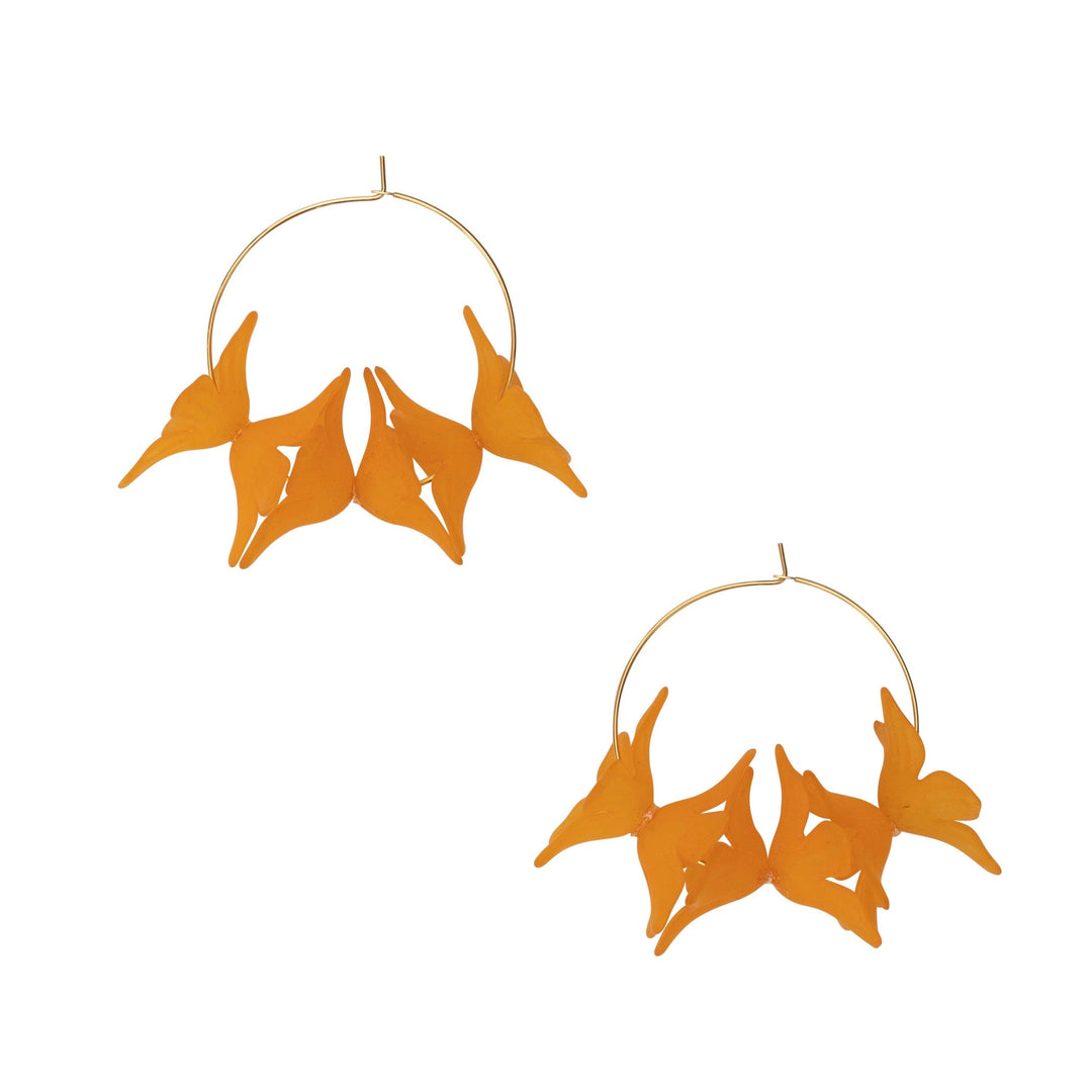 Floral Hoop Orange Earrings