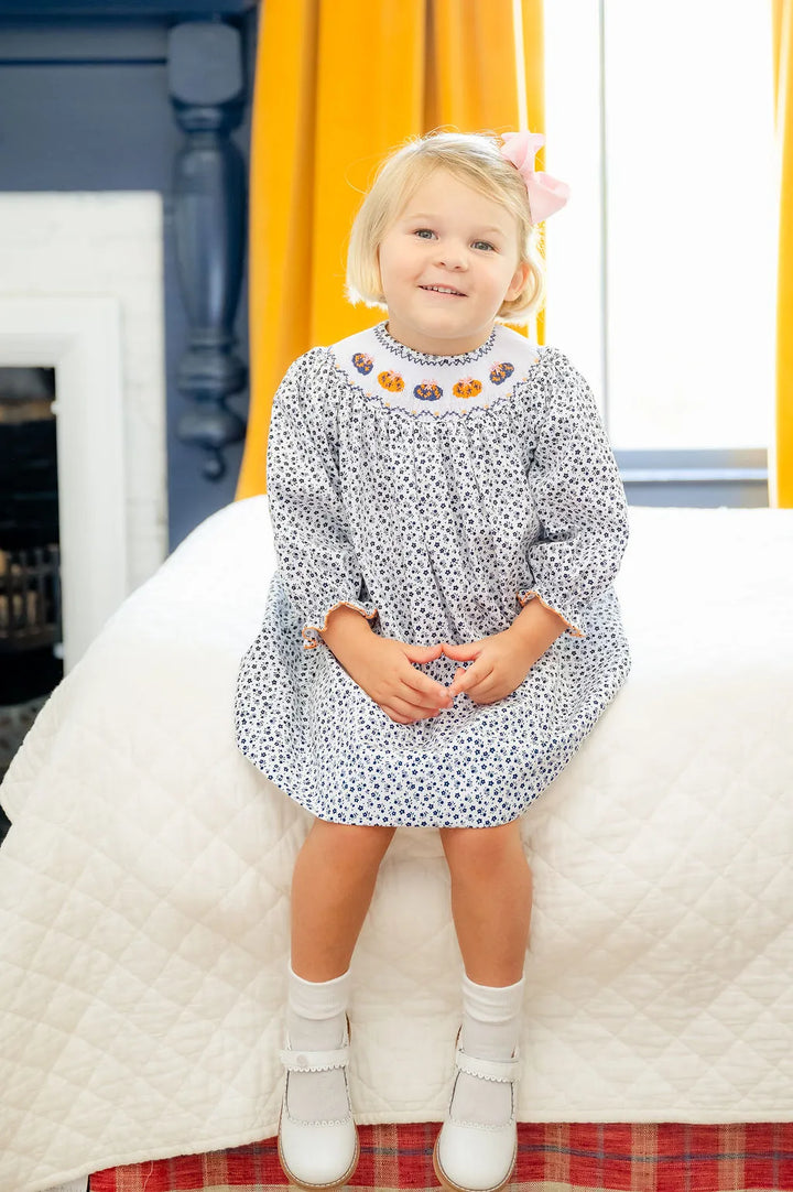 Chinoiserie Pumpkins Smocked Helen Dress