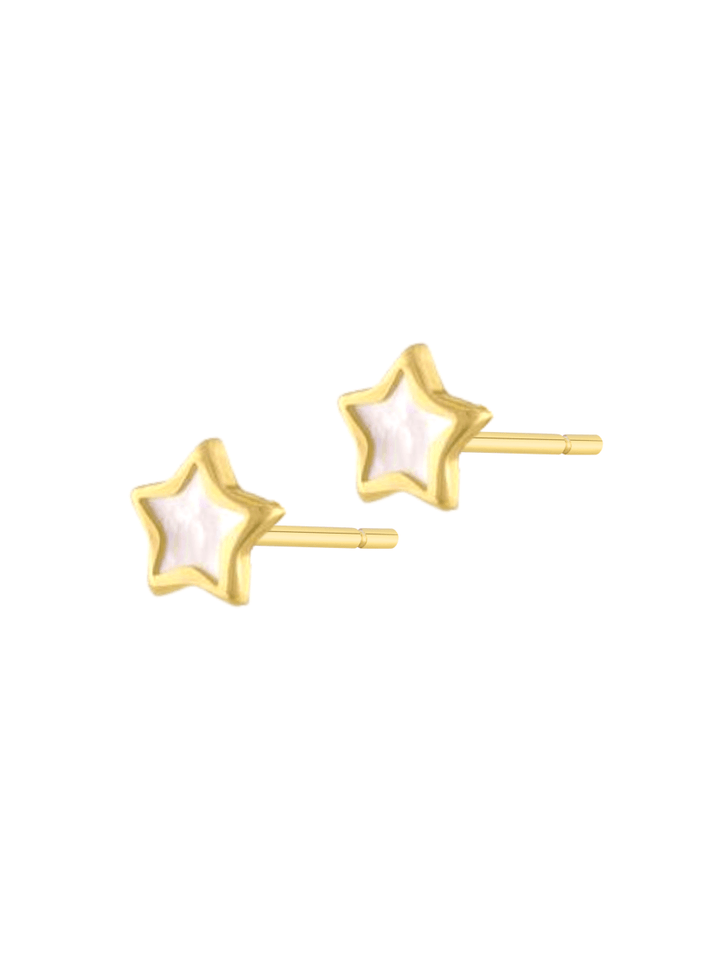 Kid Pearl Star Stud Earrings 14K