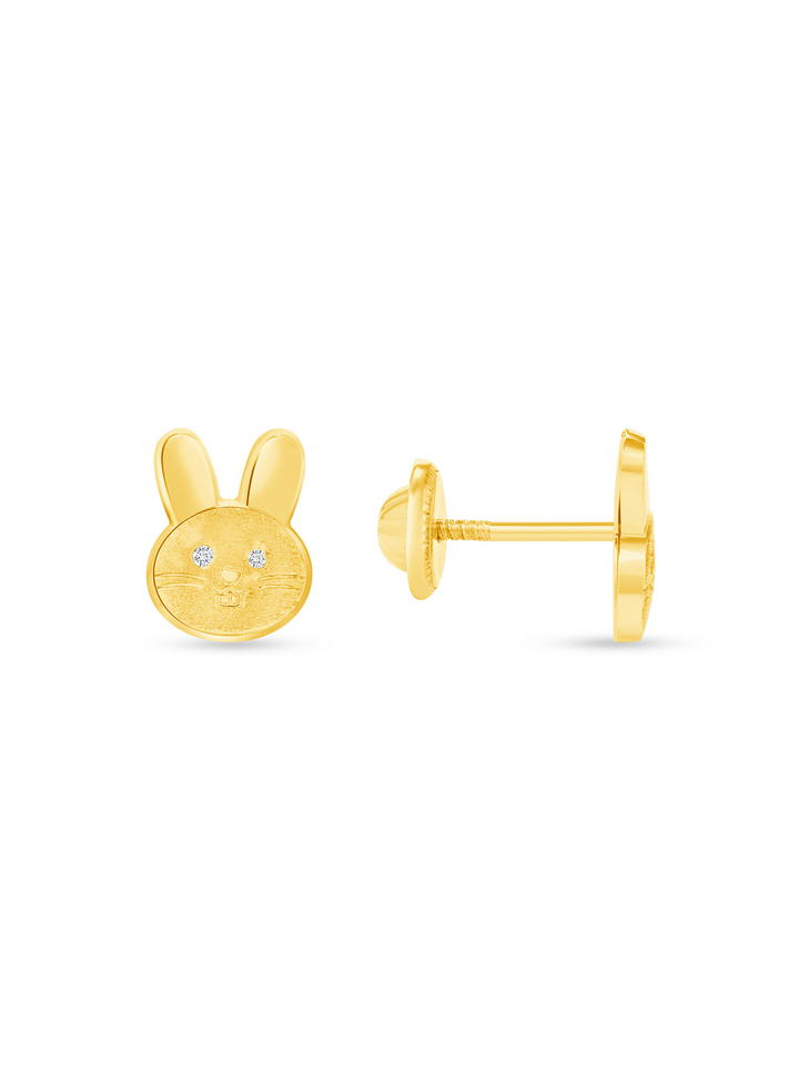 Kid Bunny Rabbit Stud Earrings 14K