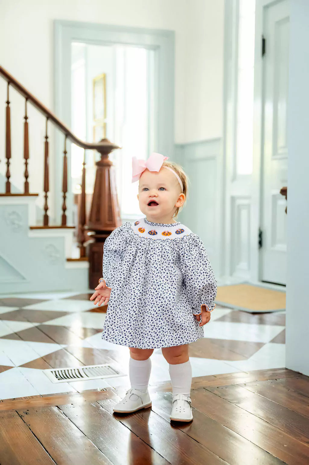 Chinoiserie Pumpkins Smocked Helen Dress