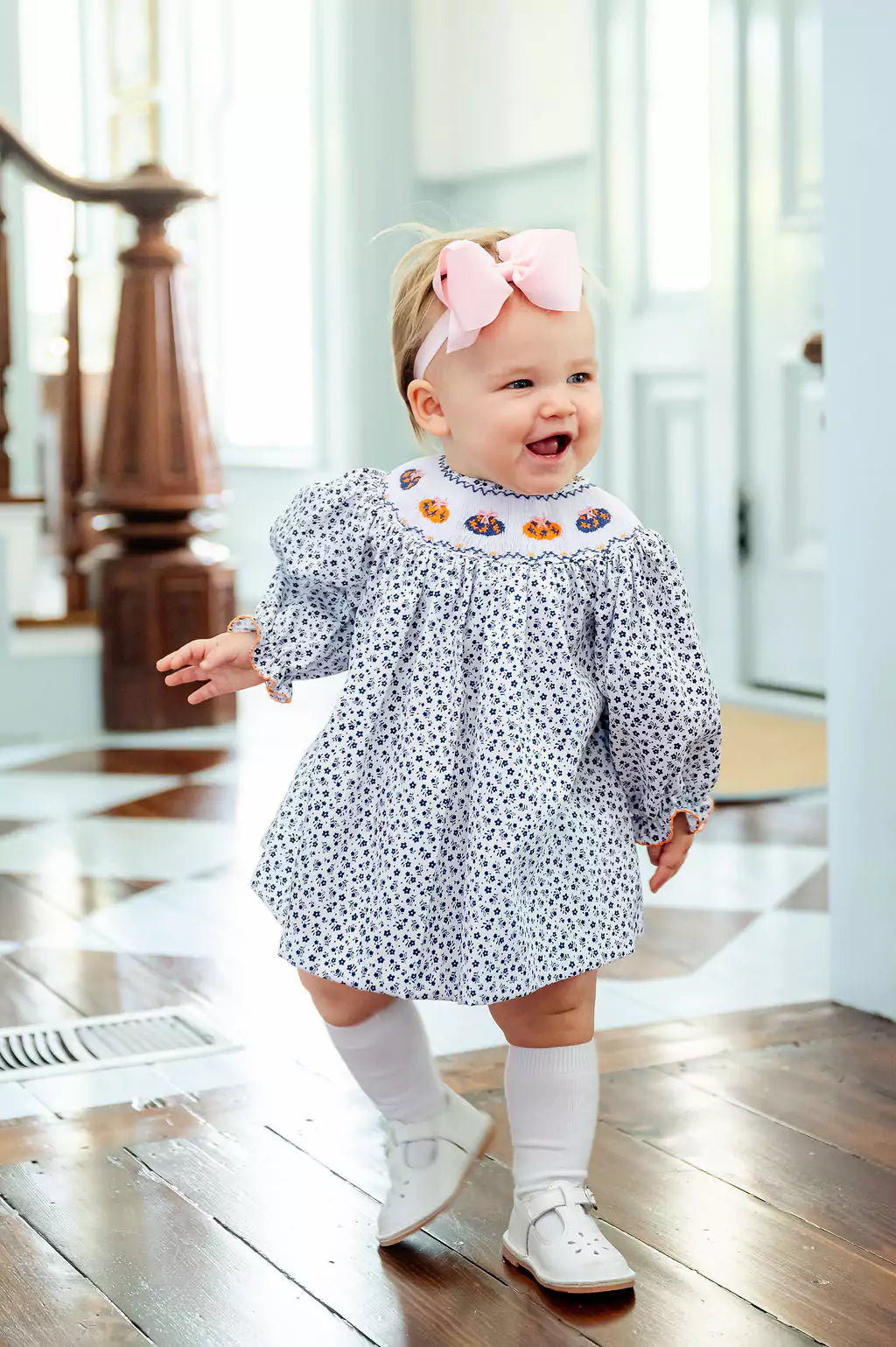 Chinoiserie Pumpkins Smocked Helen Dress