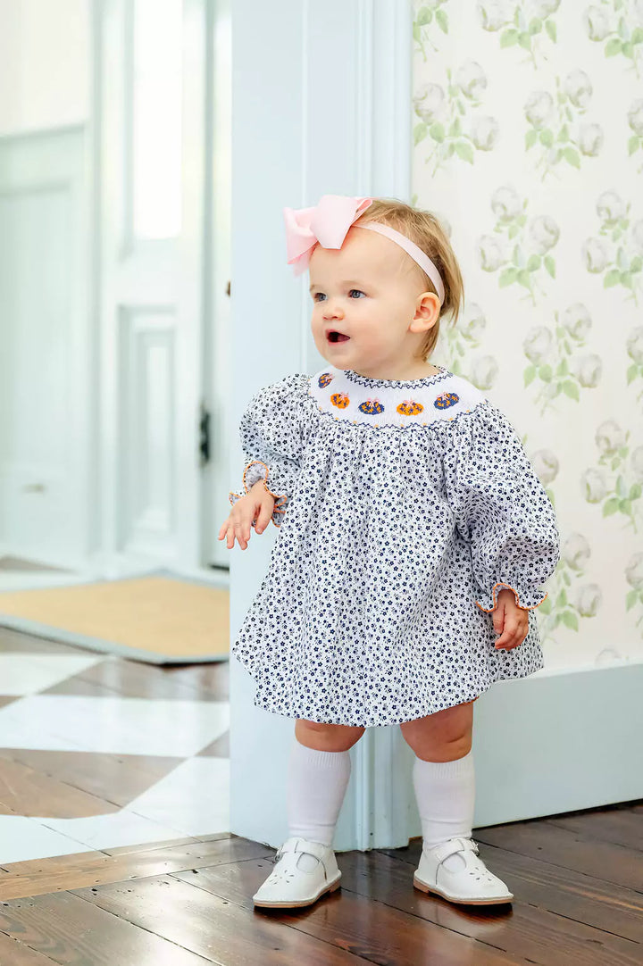 Chinoiserie Pumpkins Smocked Helen Dress