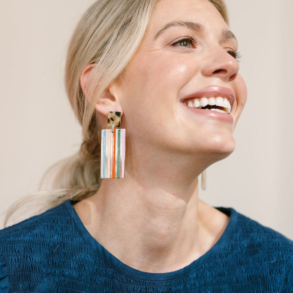 Colorful Striped Cabana Earrings